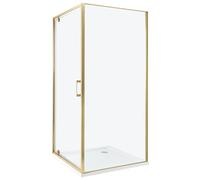 Square Shower Enclosure Tempered Glass Single Door 90x90x185 cm Gold Darli