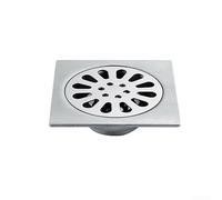 Square Shower Floor Drain Stainless Steel 4 Inch Hair Strainer Removable Cover Grid Style Efficient Water Drainage for Wet Room