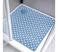 Square Shower Mat Non Slip Anti Mould: 70 x 70 cm Large Shower Mat for Inside Walk-in Shower Tray - Soft Rubber Anti Slip Bath Tub Mat for Bathroom Wet Floor - Machine Washable, Blue