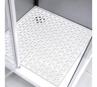 Square Shower Mat Non Slip Anti Mould: 70 x 70 cm Large Shower Mat for Inside Walk-in Shower Tray - Soft Rubber Anti Slip Bath Tub Mat for Bathroom Wet Floor - Machine Washable, White