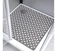 Square Shower Mat Non Slip Anti Mould: 70 x 70 cm Large Shower Mat for Inside Walk-in Shower Tray - Soft Rubber Anti Slip Bath Tub Mat for Bathroom Wet Floor - Machine Washable,Grey