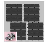 Square Shower Mat Non Slip Splicing Drainage Tiles with Drainage Hole Cushion Flooring Beside The Washbasin and Toilet(Black)