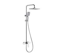 Square Shower System, 3-Ways Shower Combo Set Wall Mounted Rainfall Shower Head Systems with Hand Shower, Rainfall Shower Head, Tub Faucet,Chrome LWX