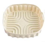 Square Silicone Cooking Tray for Baking Steaming and Air Fryer Use with 3D Texture and Ergonomic Handle Design (L)