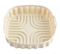 Square Silicone Cooking Tray for Baking Steaming and Air Fryer Use with 3D Texture and Ergonomic Handle Design (M)