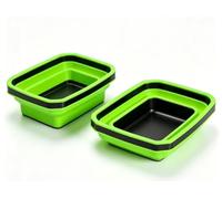 Square Silicone Foldable Magnetic Parts Tray with Strong Magnet, Collapsible Screw Organizer for Home Workshop Garage, Multi-Color Storage Holder(Green)