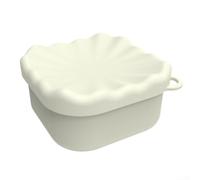 Square Silicone Soap Dish with Secure Lid Soap Holder Container for Travel Home and Gym Use Flexible Material Withstands Frequent Handling (beige)
