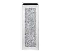 Square Silver Mirror Tall Vase Crushed Crystal Mirrored Vase Decor Ornament 35cm