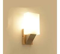 Square Simple Triangle Solid Wood Wall Light European Creative Hotel Bedroom Bedside Glass Wall Sconce Indoor Stairs Aisle Corridor E27 Wall Lamp Lantern Fixture