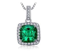 Square Simulated Nano Emerald 925 Sterling Silver Pendant Necklace Gemstone Statement Necklace Women