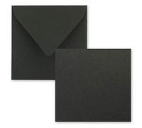 Square single card set - 15 x 15 cm - with envelopes - Black kraft paper - 25 pieces - for greeting cards & more -