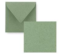 Square single card set - 15 x 15 cm - with envelopes - kraft paper green - 25 pieces - for greeting cards & more