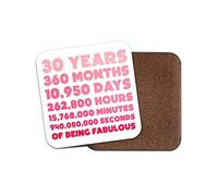Square Single Coaster - 30 Years 30th Happy Birthday Friend Mum Girls Pink Gift #77824