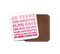 Square Single Coaster - 60 Years 60th Happy Birthday Friend Mum Girls Pink Gift #77828