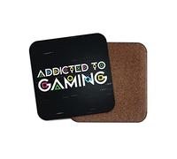 Square Single Coaster - Gaming Addict Addicted Gamer Game Pixel Glitch Men Boys Dad Girls Addiction Love Fan Drinks Kitchen Home Gift #80111
