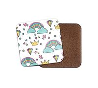 Square Single Coaster - Girly Girls Teen Rainbow Gem Stars Daughter Gift #75714