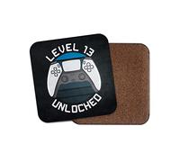 Square Single Coaster - Happy Birthday Level 13 Unlocked Gamer Gaming Controller Thirteen 13th Boys Kids Gift #77811