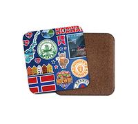 Square Single Coaster - Norway Norwegian Landmarks Map Airport Stamps Flag Travel Holiday City Kitchen Mug Cup Drinks House #78882