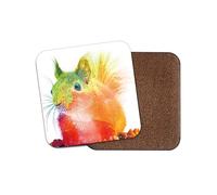 Square Single Coaster - Squirrel Animal Wild Rainbow Abstract Pattern Art Travel Kitchen Mug Cup Drinks House Warming Home Décor #80832