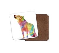 Square Single Coaster - Wolf Wolves Animal Rainbow Abstract Pattern Art Travel Kitchen Mug Cup Drinks House Warming Home Décor #80841