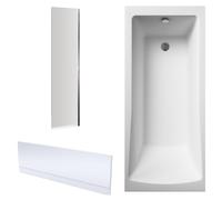 Balterley Square Single Ended 1700X700 Shower Bath Set - Front Panel, Fixed Screen & Leg Set