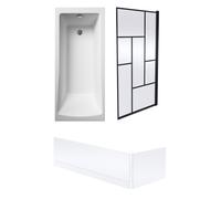 Square Single Ended 1700x700 with Leg Set, Black Abstract Framed Screen & Panels