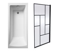 Square Single Ended 1700x700 with Leg Set & Black Abstract Framed Screen & Waste
