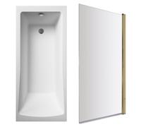 Square Single Ended 1700x700 with Leg Set & Brushed Brass Screen