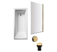 Square Single Ended 1700x700 with Leg Set & Brushed Brass Screen & Brushed Brass Waste