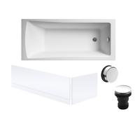 Balterley Square 1700x700 Bath Set - Leg Set, Chrome Waste & Panels in White Balterley White