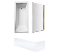 Square Single Ended 1700x700 with Panles & Leg Set, Brushed Brass Screen