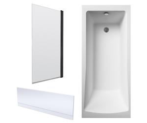 Square Single Ended 1700x750 Bath with Front Panel & Black Screen