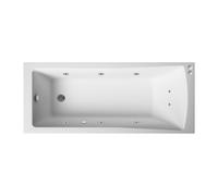 Square Single Ended Straight Whirlpool Bath with 8 Chrome Jets and Leg Set, 1700 x 700mm