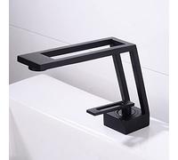 Square Sink Faucet, Black Washbasin Basin, Brass Hot and Cold Water Mixer Tap, Single Handle Hole Bathroom Mixing, Ceramic Valve Core,B(A)