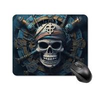 Square Skeleton Pirate Mouse Pad Small Waterproof Mouse Mat with Anti-Slip Rubber Base Funny Cute Computer Mousepad Desk Accessories for Laptop Gaming Office Home Decor