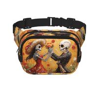 Square Skeletons-Dancing-in-Street Double-Layer Sport Fanny Pack Waist Pack Large Crossbody Waist Bag for Running Travel Walking