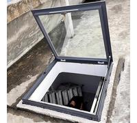 Square Skylight Roof Window for Daylighting and Ventilation, Manual Opening Aluminium Alloy Hatch, Ideal for Basement and Partition Mounted Spaces