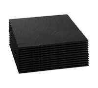Argon Tableware Square Slate Placemats - 33cm - Pack of 12 - Black Natural Stone Slate Dinner Mats Dinnerware Plate Placemats for Kitchen, Home, Bar, Restaurant, Weddings, Events