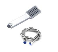 Square Slim Shower Head Rectangle 1 Mode Shower with Shower Hose 1.5 m Slim High Pressure Shower Head Rainfall Hand Held Water Saving Bathroom Handshower