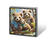 Square Sloth Family Brooch Classic Mini Pin 0.7 Inch Aluminum Alloy Lapel Pin Personalized Button Badge for Backpack Hat Suit Jacket Clothing Decoration