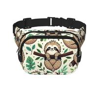 Square Sloth-Family-Fun Double-Layer Sport Fanny Pack Waist Pack Large Crossbody Waist Bag for Running Travel Walking