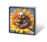 Square Sloth Sitting on Sunflower Brooch Classic Mini Pin 0.7 Inch Aluminum Alloy Lapel Pin Personalized Button Badge for Backpack Hat Suit Jacket Clothing Decoration
