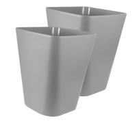 Square Small Waste Basket Trash Can Bin, Plastic Litter Trash Can for Office Home Bathroom, Gray 2pcs Set with Open Top, Compact Indoor Garbage Container