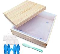Square soap molds for soap Making Large Size - 8L 282OZ 18lb Large Rectangle Soap Mold Silicone - iwith Wood Box and Wooden Cover, soap Packaging, Gloves, Stirring Stick