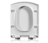 Square Soft Close Toilet Seat with Quick Release,Adjustable Hinges,Easy Installation,White Polypropylene,Fits Standard Rectangular
