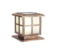 Square Solar Column Light with Acrylic Lampshade European Style Stigma Lamps Outdoor Waterproof Pillar Lamp with Pier Mount Base, Aluminum Garden Street Lights Post Pedestal Lamp