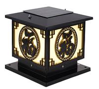 Square Solar Post Lights Bronze/Black Lantern Patio Waterproof Cast Aluminium Outdoor Post Light Walkway Exterior Lamp for Lawn, Driveway Garden Floor Lamp