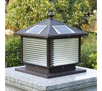 Square Solar Powered Pole Light Modern Fence Deck Cap Light Lantern Column Lamp Outdoor Solar Lamps for Garden Post Pole Mount Aluminium Solar Post Light for 4x4 Wooden Posts