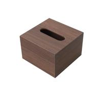 Square Solid Wood Grain Tissue Box - Decorative Cube Toilet Roll Holder, Ideal for Farmhouses & Offices, Perfect for Rustic Decor,Walnut