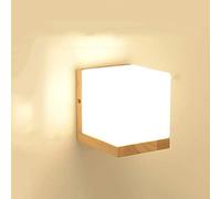 Square Solid Wood Mini Wall Lamp Japanese Glass Wall Sconce Decorated Simplicity Cafe Bar Hotel Bedroom Bedside Light Stairs Aisle Corridor E27 Wall Spotlights Fixture